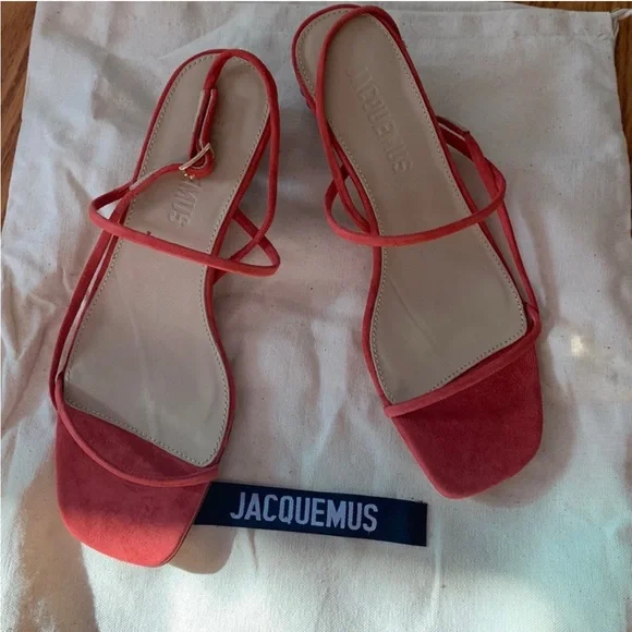 NEW JACQUEMUS Pink 'les Sandales Manosque' Heeled Sandals Size 37 - Picture 2 of 5